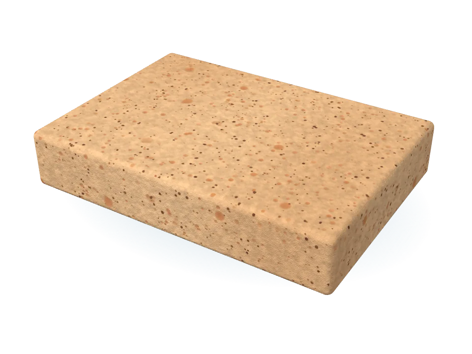 Illustrative render of ThermaAir Copper: copper-coloured foam with copper flecks and open pores.